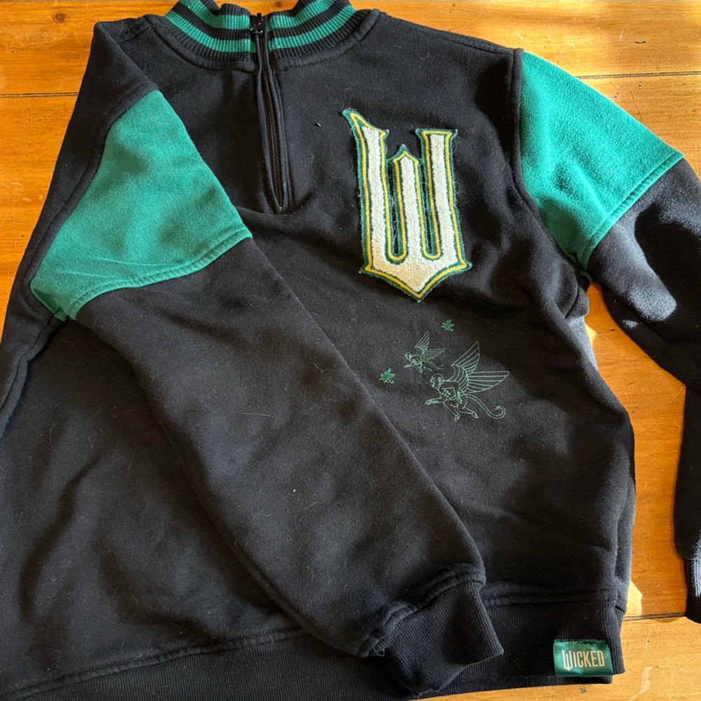 Wicked-Kids' Black & Green Half‑Zip Pullover Sweatshirt
